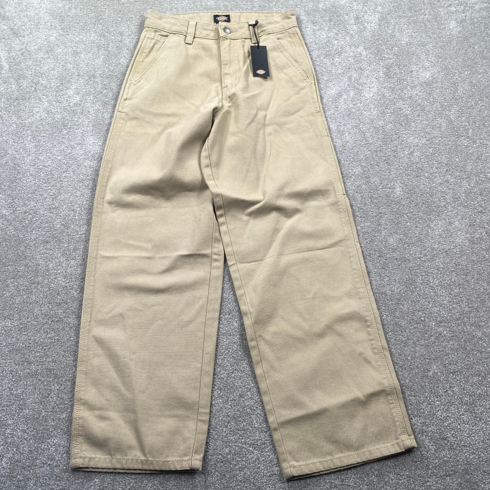Dickies Carpenter Pants Womens Size 6 Tan Wide Leg Duck Canvas Utility NEW